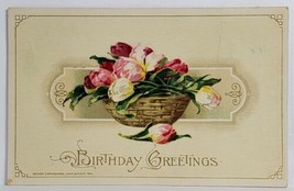 Birthday Greeting John Winsch Lovely Floral Basket 1913 Campbell NY Postcard T8 - £3.09 GBP