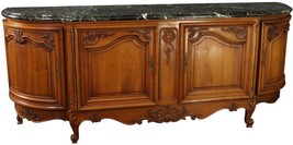 Sideboard Louis XV Rococo Vintage 1950 Green Marble Top Walnut Wood French - £4,130.52 GBP