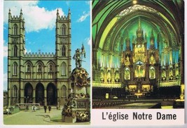 Quebec Postcard Montreal L&#39;eglise Notre Dame Church Canada&#39;s Largest Church - $2.08