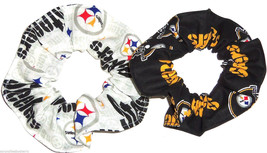 Pittsburgh Steelers White Black Fabric Hair Scrunchies by Sherry Lot of 2 - £11.91 GBP