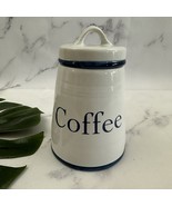 The Old Pottery Company Coffee Canister Jars White Blue Ceramic Classic ... - $609.30 MXN