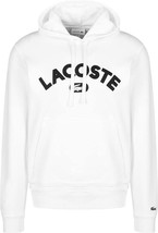 Lacoste Men&#39;s WHITE Long Sleeve Lightweight Pullover Hoodie prntd SH6876... - $45.47