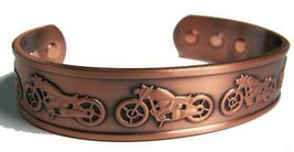 Motorcycles Pure Copper Six Magnet Cuffed Bracelet Health Pain Relieve #602 - £9.83 GBP