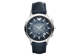 Emporio Armani Ar2473 Classic Blue Dial Leather Strap Mens Watch - $125.89