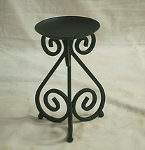 Wrought Iron Twisted Metal Candle Holder Abstract Designs 3 Footed Cente... - $19.79