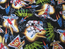 Cotton Fabric by the yard VR Troopers Saban&#39;s Super Heroes - pants, shorts NEW - £5.54 GBP