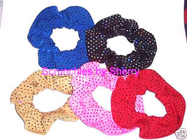 Hair Scrunchie Sequin Dots Sparkle Spandex Tie  Pink Gold Scrunchies by Sherry - £6.24 GBP