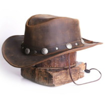 Handmade Buffalo Nickel Band Bullring Leather Hat Western Cowboy for Men... - $64.99