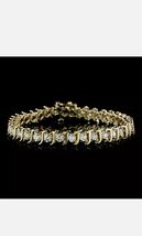 S-Link 9Ct Moissanite Women&#39;s Tennis Bracelet 14k Yellow Gold Plated - £138.35 GBP