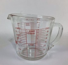 Vintage Anchor Hocking Fire King 499 Measuring Cup 32oz Red with D-Handle - $25.73