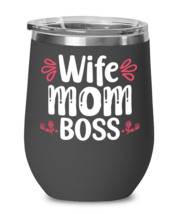 Wife Mom Boss, black Wineglass. Model 60043  - £21.22 GBP