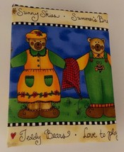 Sunny Sky Bear Handcrafted UPC Ycled Fabric Photo Album 100 4X6 Pics 200 Biz Card - $5.99