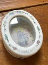 Estate Enesco Precious Moments HE WALKS WITH ME Little Girl Oval Porcelain Jewel - £6.52 GBP