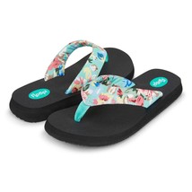 Women&#39;s Isabella Yoga Mat Teal Cottage Floral Flip Flop Size 8 - £22.94 GBP