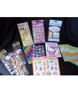 Scrap booking Sticker Lot Hello Kitty Sports Flowers Stars Mixed lot - $17.23 CAD