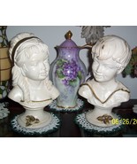 Vintage Universal Statuary Corp c/1962 Boy Girl Petestal Busts Statue Set  - £27.17 GBP