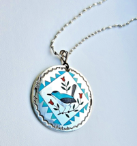 Native American 925 Sterling Silver Bluebird Necklace - £64.56 GBP