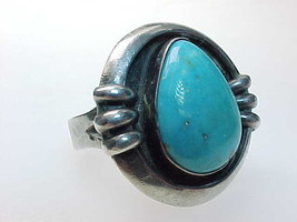 TURQUOISE Vintage Ring in STERLING Silver - Size 6 - 1 inch long - $1,286.26 MXN