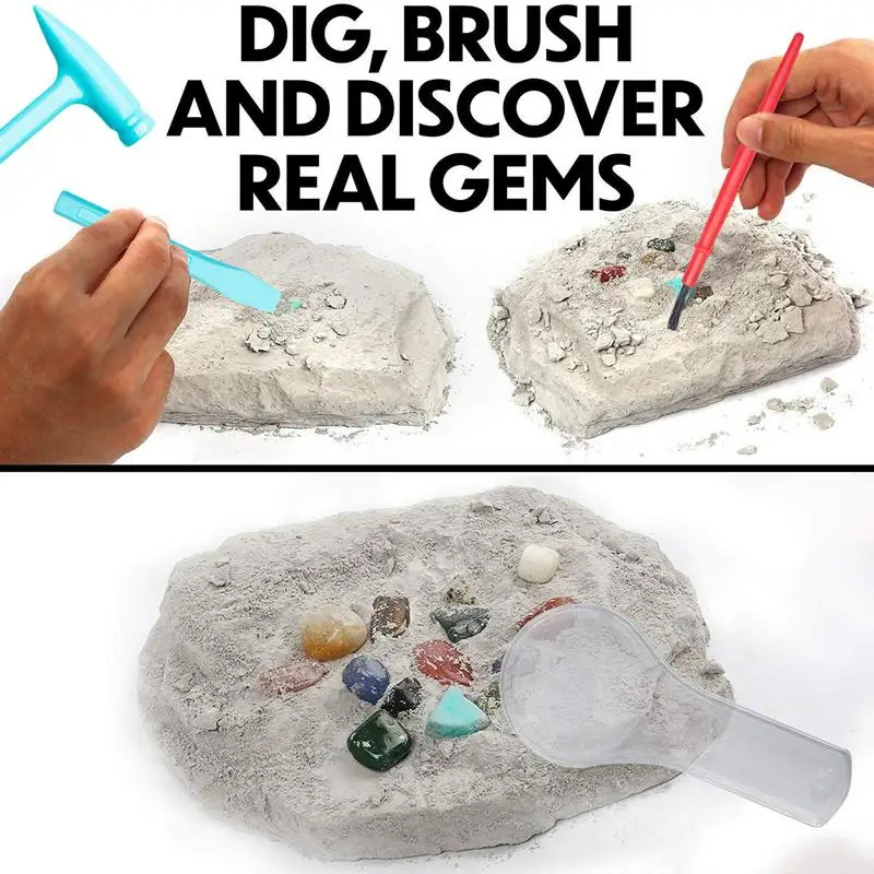 Gemstone Dig Kits Luminous Stem Projects For Kids Mining Archaeology Excavation - £12.35 GBP