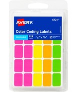 525 Removable Adhesive Neon COLORED CODING LABELS Stickers price tags AV... - $23.17 CAD