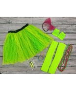 Women&#39;s 80s Costume Accessories Set w/ Tutu Skirt, Leg Warmers, Jewelry ... - €15,14 EUR