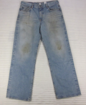 LUCKY BRAND Men&#39;s Blue Jeans Straight Leg W36 L33 100% Cotton Distressed... - $19.77