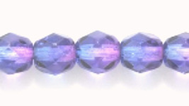 6mm Fire Polish, Two Tone Sapphire Fuchsia Coated Czech Glass Beads 50 Blue Pink - £2.19 GBP