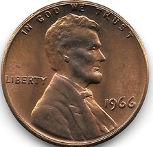 United States Unc 1966-P Lincoln Memorial Cent~Free Shipping - £1.78 GBP