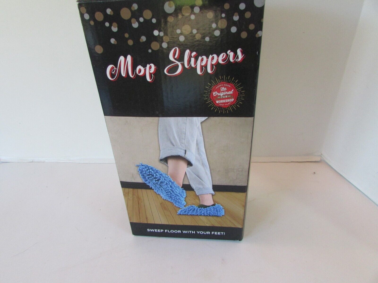 Mop Slippers Novelty Cleaning One Size Blue Microfiber Threads Machine W... - $5.89