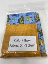 Sofa Pillow Fabric and Pattern Floral Blue,  Yellow, Butterfly Pattern - £6.70 GBP
