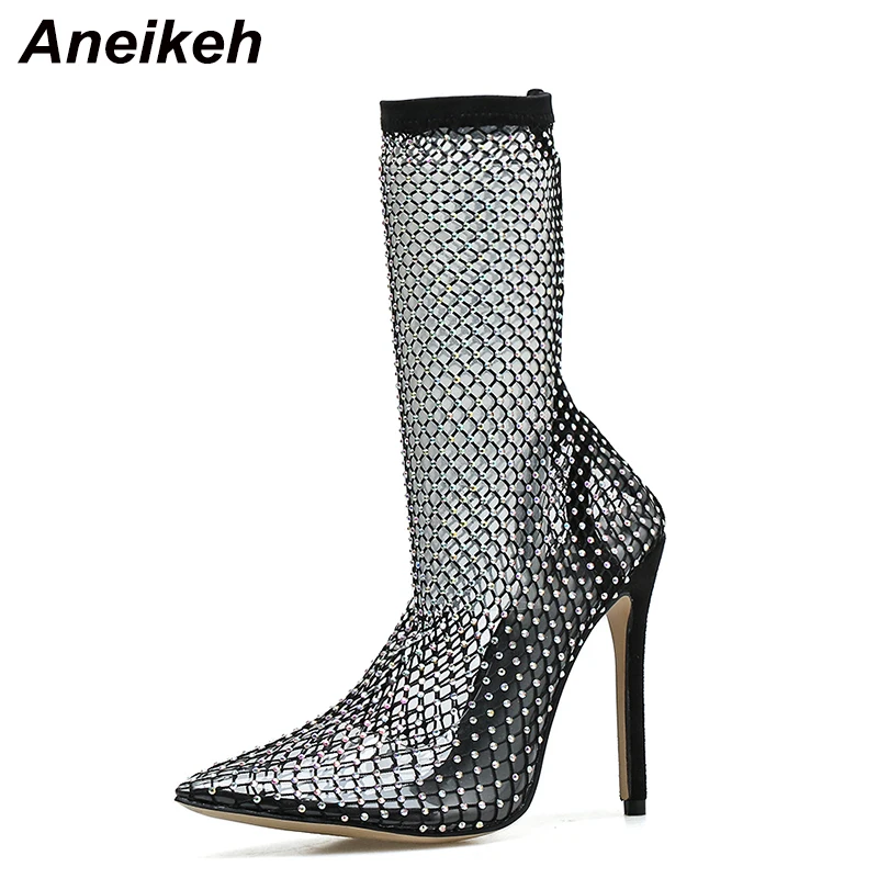 Aneikeh  Air  Net Bling Women Shoes Summer Ankle Thin  Sandal Chelsea Boots Fema - £196.28 GBP