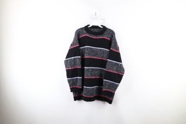 Vintage 90s Coogi Style Womens XL Rainbow Striped Color Block Knit Mom Sweater - $59.35