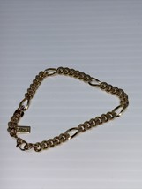 Vintage Monet Signed Jewelry Gold Tone Figaro Bracelet 7” KG - £19.78 GBP