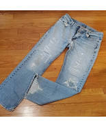 Men&#39;s Levi&#39;s 33 x 34 Distressed Jeans Upcycled Darned Ripped Rugged Heav... - £37.94 GBP