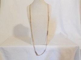 Department Store  42&quot; Gold Tone Slat Long Chain Necklace R1027 - £14.72 GBP