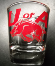 University of Alabama Shot Glass Razorbacks Clear Glass Red Print Illustration - £6.40 GBP