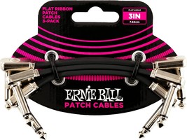 Three-Pack Of 3&quot; Ernie Ball Flat Ribbon Patch Cables In Black Are Available - £27.62 GBP