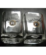 Jack Daniel&#39;s Shot Glass Set of Two Square Style Clear Glass Black Gold ... - £11.16 GBP
