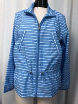 Ralph Lauren Women&#39;s Jacket Blue and White Striped Size Large - £23.79 GBP