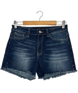Kancan Denim Shorts Womens 28 Blue Dark Wash Mid Rise Cutoff Jean Boho F... - $30.55 CAD
