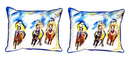 Pair of Betsy Drake Three Racing Small Pillows 11 Inch X 14 Inch - £54.50 GBP