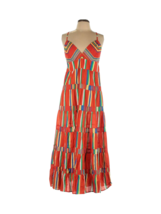 NWT J.Crew Tiered Cotton Voile Maxi in Red Multi Stripe Cross Strap Dress L - £82.67 GBP