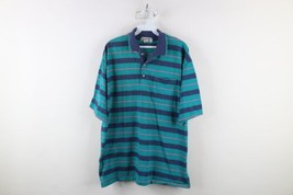 Vintage 90s Streetwear Mens XL Faded Striped Color Block Knit Golf Polo ... - $39.55