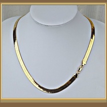 Extra Wide 10mm Herringbone 24K Gold Plated 19" Unisex Infinity Chain Necklace  image 3