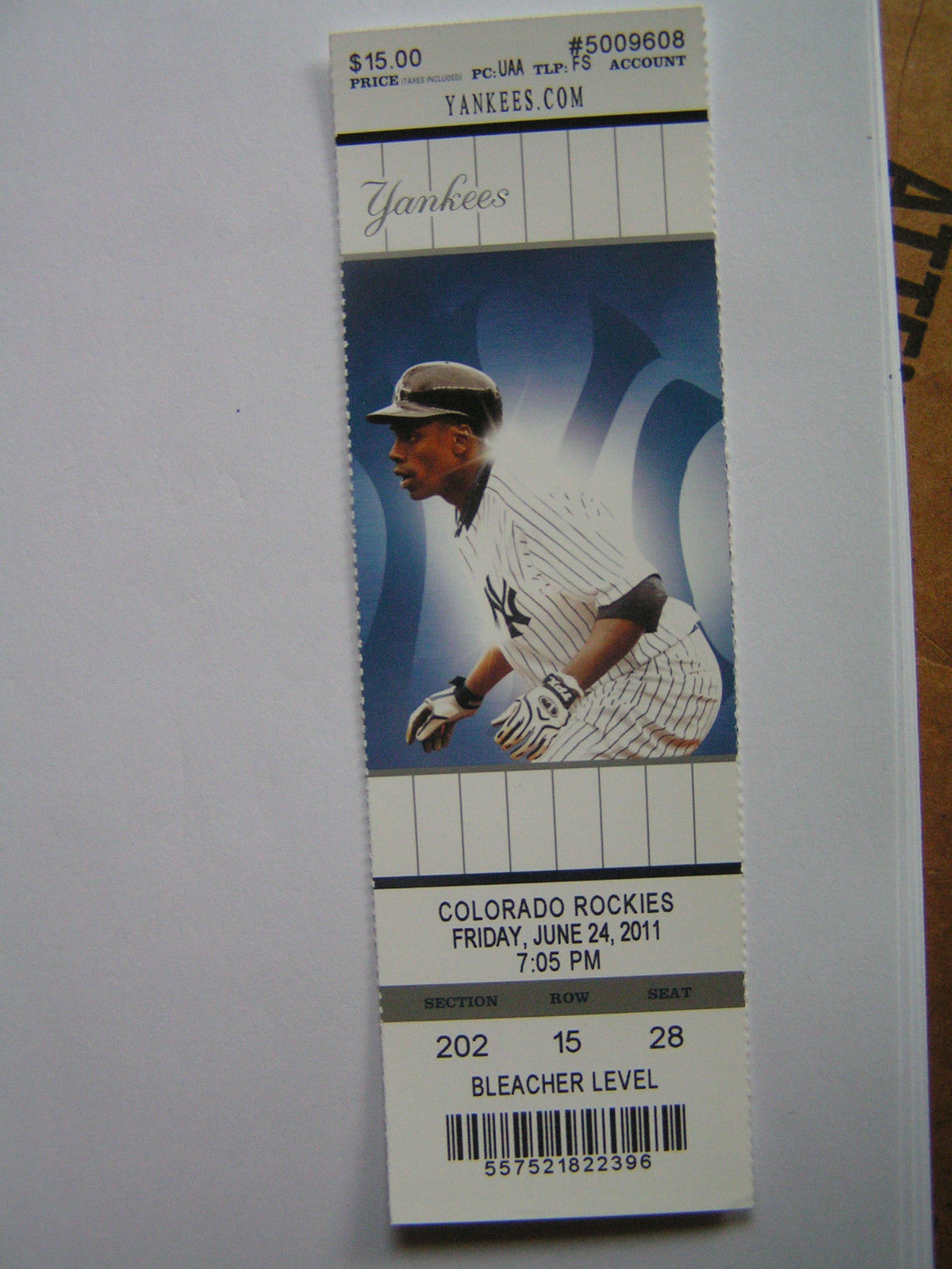 MLB NY Yankees Full Ticket Stub June 24 2011 A. J. Burnett struck out 4 batters - $4.49
