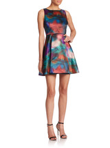 New Womens 10 NWT Designer Dress Alice + Olivia Watercolor Dress Lace Back Prett - £128.49 GBP