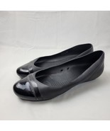 Women Crocs Black Flats Slip On Polished Toe Vented Sandals Size 10 - $20.29 CAD