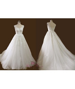 Rosyfancy Tulle And Lace Applique V neckline Empire Waist Wedding Dress - £269.43 GBP