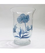 EUC Fifth Avenue Crystal Flower Vase Handpainted Blue Flowers 6x4.5x3 in... - $278.20 MXN