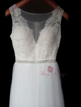 Rosyfancy Illusion V-neck Lace And Tulle Casual Wedding Dress With Sheer Back - £247.78 GBP